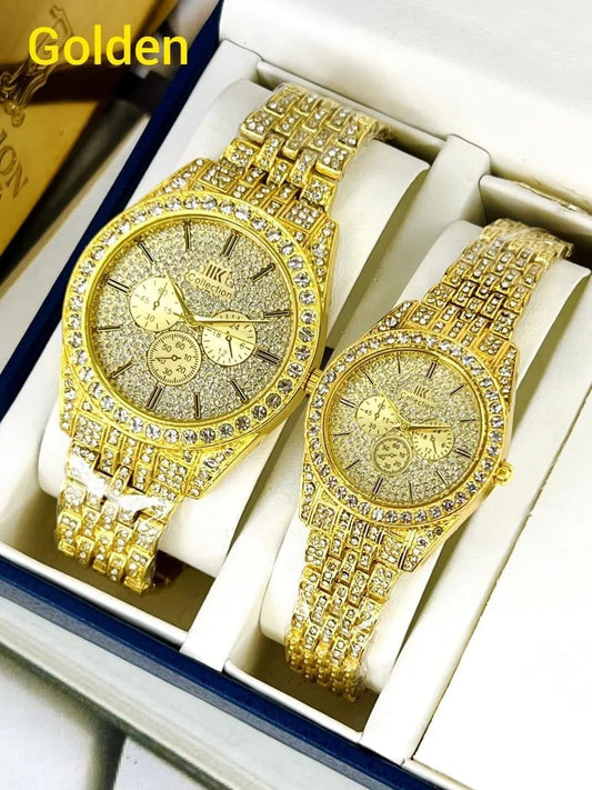 Luxury Golden Couple Watch Set – Elegant Matching Watches